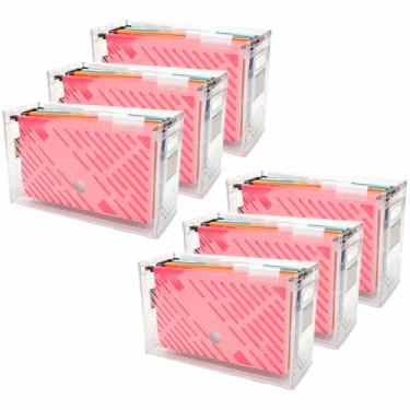 Imagem de Kit 6 Caixa Arquivo Dellocolor+ 6 Pastas Suspensas Coloridas