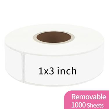 Imagem de 1000 etiquetas de congelador removíveis em branco, etiquetas removíveis à água, resistente a óleo com linha de perfuração para recipientes de alimentos, organização de despensa (cada uma mede 3 x 7,6