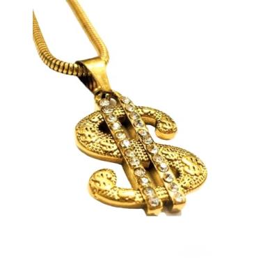 Imagem de CORRENTE COM PINGENTE CIFRÃO ESTILO TRAP CRAVEJADO