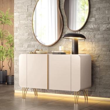 Imagem de Aparador Buffet Sala Benvenuto 2 Portas Pés Em Aço Off White