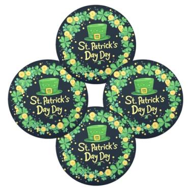 Imagem de ATTX Jogo americano redondo chapéu verde dia de São Patrício para mesa de jantar, jogo americano de decoração do dia de São Patrício, tapetes para mesa de cozinha conjunto para 4#251