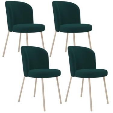 Imagem de Kit 04 Cadeiras Para Sala de Jantar Cozinha Estofada Gavi Arena L02 Bouclê Verde - Lyam Decor