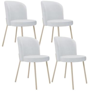 Imagem de Kit 04 Cadeiras para Sala de Jantar Cozinha Estofada Gavi Arena L02 Linho Cinza - Lyam Decor