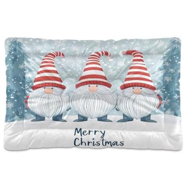 Imagem de Blueangle Cama de cachorro fofa de gnomo de Natal ultra macia e calmante para cães pequenos, cama retangular confortável para animais de estimação, 61 x 45 cm (24 x 18 polegadas) (314)