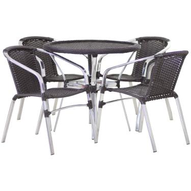 Imagem de Conjunto Cadeiras Floripa E Mesa Com Tampo Tramado Tabaco