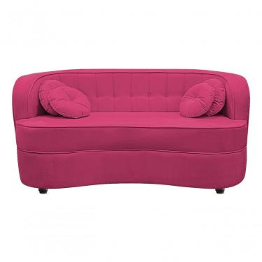 Imagem de Sofá Curvo 3 Lugares Orgânico Sala Recepção Escritório Decorativo Luxo Panamá 185cm Suede Pink