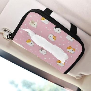 Imagem de SEHANY Porta-lenços de carro de gato fofo, caixa de lenços de papel de carro, suporte de guardanapo retangular dispensador de máscara de carro caixa de lenços de veículo para automóvel universal