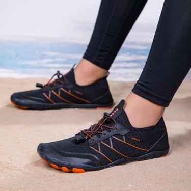 Imagem de Meias aquáticas antiderrapantes de secagem rápida para natação na praia, Preto laranja - 05k, 37 BR