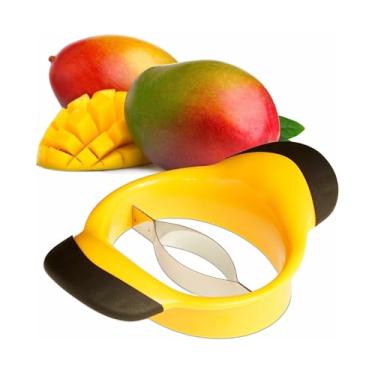 Imagem de Fatiador de Manga - Aço Inoxidável Cabo Divide e Retira a Caroço Mangas Forma Eficiente Acessórios Cozinha para Corte Rápido Frutas Auxiliar Profissional Lavável na Máquina Lavar Louça Fácil Usar Meno