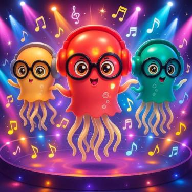 Imagem de Lula Polvo Dançante Brinquedo Bate E Volta Dança Toca Música (Vermelho)