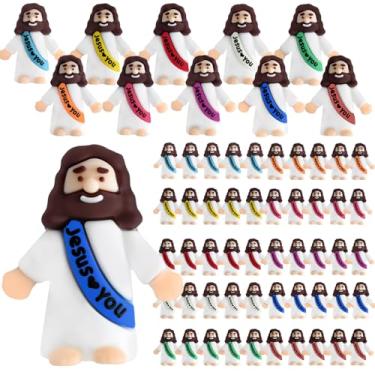 Imagem de Babelshar 100 bonecos de pequeno Jesus, figuras de ação mini Jesus Love You em massa, decorações em miniatura de bolso para esconder e buscar, presente de festa cristã religiosa para escola dominical