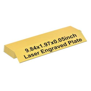 Imagem de PATIKIL Placas de nome em branco, placas de nome gravadas de 25 x 5 cm, placa de nome personalizada, placas de porta, etiquetas de mesa para escritório, sala de aula, ouro escovado com letra preta, 8