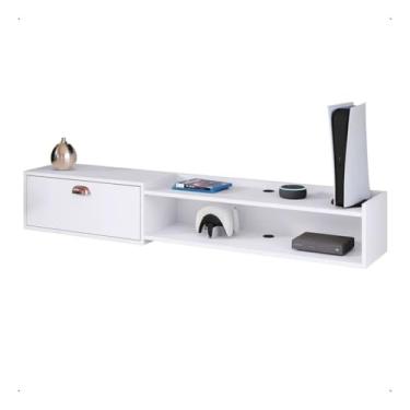 Imagem de Rack Bancada Suspensa Com Porta Sala Escritório Quarto Parede TV Até 60 polegadas 1.50 cm ou 1.80 cm(Branco 180 cm)