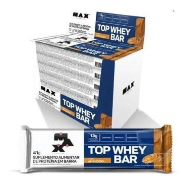 Imagem de TOP WHEY BAR BARRA PROTEINA AMENDOIM 41g MAX TITANIUM 12UN-Unissex