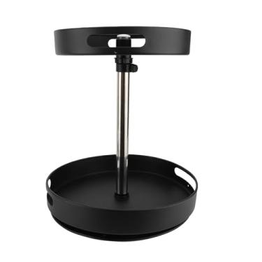 Imagem de Generic Organizador de Temperos de 2 Camadas, Bandeja Giratória de 360 ​​graus, Prateleira de Armazenamento de Metal Com Altura Ajustável e Base Grande e Estável, para Condimentos (Preta)