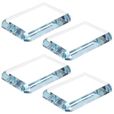Imagem de FINGERINSPIRE 4 peças de peso de papel de vidro 7 x 9 x 0,47 cm retangular transparente peso de papel bloco de vidro acessório de mesa para caligrafia chinesa decoração de mesa ferramenta de escrita