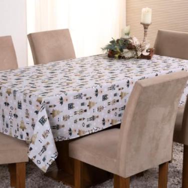 Imagem de Toalha de Mesa Estampa Digital Natal, 100% Poliéster, Tecido Oxford, 1,45x1,40m, 4 Lugares, Decoração Festiva (Estampa 4)