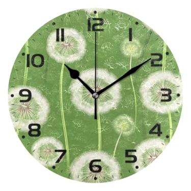 Imagem de JUZIHAI Relógio de parede dente-de-leão silencioso, sem tique-taque, relógios de parede redondos operados por bateria, fácil de ler, relógio decorativo de parede para casa, cozinha, sala de estar