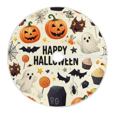 Imagem de JUZIHAI Halloween Boo Saia de árvore de abóbora tapete de árvore de Natal ornamentos de decoração de férias para ambientes internos e externos em casa, 91 cm
