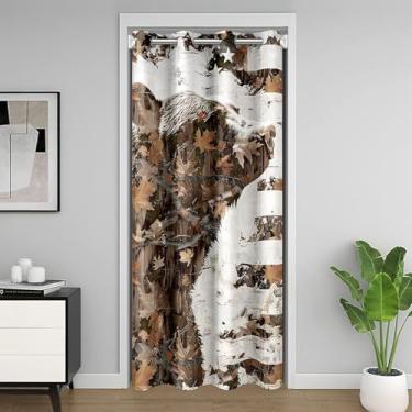 Imagem de Feelyou Cortina de porta de armário de urso para viver 106 x 203 cm, 1 painel, cortina blackout de animais selvagens, cortina rústica para porta rústica, para porta de entrada, portas de fazenda