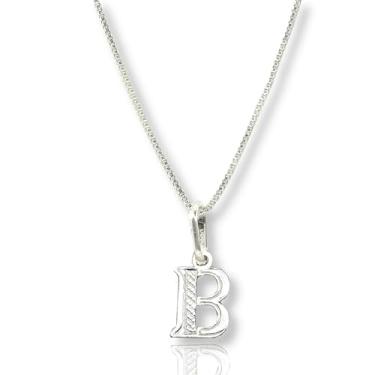 Imagem de Colar Corrente Veneziana Pingente Letra Inicial Nome Prata (B)