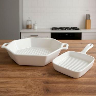 Imagem de Travessas Petisqueira Assadeira Restaurante Servir Jogo 2pçs