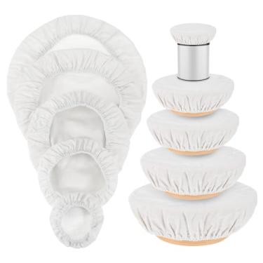 Imagem de WJIAAA Capas de tigela de linho reutilizáveis, 5 peças de forro Banneton de 12/10/8/6/4 polegadas, capas elásticas de armazenamento de alimentos para impermeabilização de pão, cobertura de massa