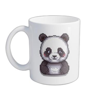 Imagem de Caneca Xícara de Café Porcelana 300ml Urso Panda com Coroa de Flores