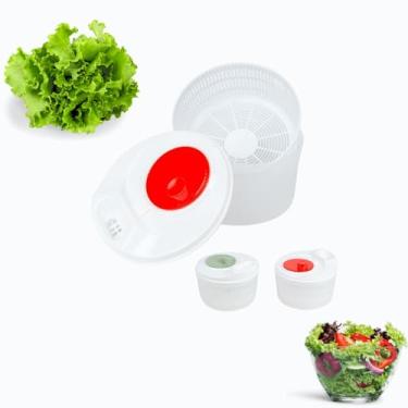 Imagem de Centrifugador Manual de Salada com Escorredor Cesto Removível Seca Saladas Folhas Frutas Verduras Dia a Dia Cozinha Prático