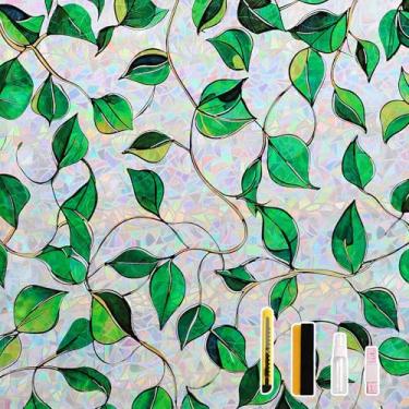 Imagem de Donox Película de privacidade para janela, película decorativa de arco-íris para privacidade, adesivo de porta de banheiro e carro, sem adesivo, removível, proteção UV (estilo arco-íris, 44,5 x 399,8