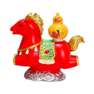 Imagem de Fxzqgnh Estatueta de Cavalo em Resina, Peça única de Colecionador, Escultura de Mesa para Quarto, Escrivaninha, Lembrancinhas de Festa, Decoração para Casa, Vermelho Amarelo, Tamanho real