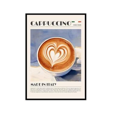 Imagem de Impressão de café vintage aquarela bebendo pôsteres arte de parede café decoração de cozinha sala de jantar escritório café bar decoração de parede (SKU4,16x60 cm), moldura preta