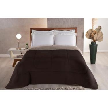 Imagem de Coberdrom Casal Queen Dupla Face Sherpa Tipo Pele de Carneiro 2,40x2,20m (Microfibra/Tabaco Com Sherpa)