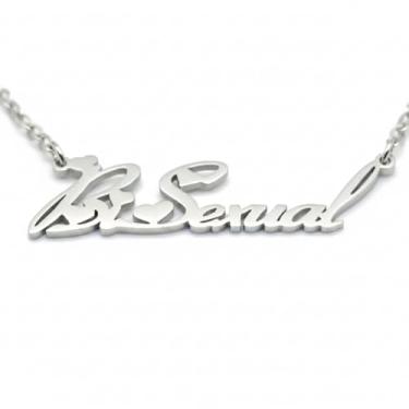 Imagem de Colar bissexual – Colar com pingente bissexual de aço inoxidável banhado a ouro ou prata, Large, Aço inoxidável banhado a ouro ou prata, Sem Pedra Preciosa