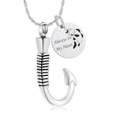 Imagem de constantlife Joias de cremação para urna de cinzas colar memorial design anzol de aço inoxidável pingente lembrança cinzas suporte, Aço inoxidável, Sem Pedra Preciosa