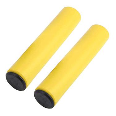 Imagem de Cryfokt Punhos de Guiador de Bicicleta à Prova de Choque de Silicone para Ciclismo de Longa Distância, 1 par de Punho de Bicicleta Antiderrapante Com Plugues de Extremidade para e Scooter (Amarelo)