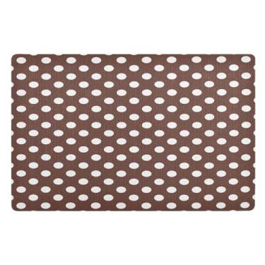 Imagem de Joisal Tapetes de porta externos retrô de bolinhas brancas e marrons para entrada externa, tapete de boas-vindas divertido, tapete de varanda frontal 81 x 50 cm