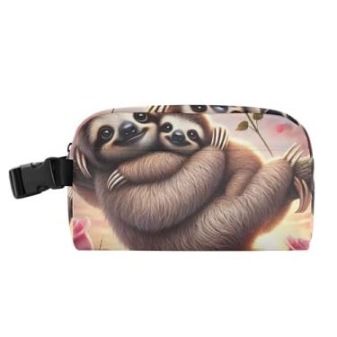 Imagem de TSENQUE Lancheira romântica personalizada com cenário de preguiça para mulheres, meninas, lancheira masculina e infantil, lancheira para trabalho, portátil, fofa, rosa, bolsa térmica para meninos