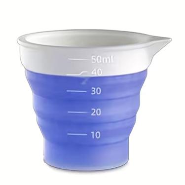 Imagem de Copo medidor de silicone, copos dobráveis de vários tamanhos para cola de gotas de cristal, faça você mesmo, mistura de resina, joias, artesanato e despejo de tinta, 50 ml