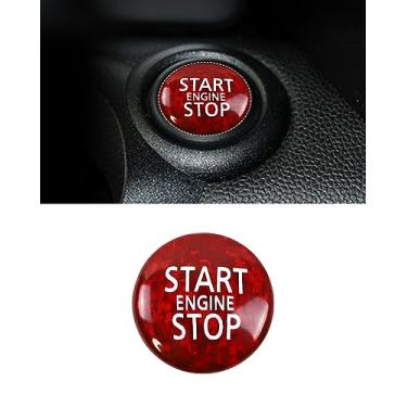 Imagem de Adesivo de tampa de acabamento interior do botão de partida do motor de carro de fibra de carbono vermelho, compatível com Mini Cooper R55 R56 R57 R58 R59 R60 R61 acessórios 2007-2016