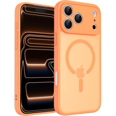 Imagem de MEYGMPK Capa magnética para iPhone 17 Pro Max compatível com MagSafe, à prova de choque para iPhone 17 Pro Max [proteção contra quedas de grau militar de 15 pés] Capa de telefone fosca translúcida