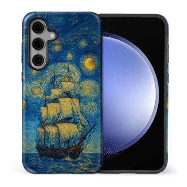 Imagem de WANKBLC Capa fosca compatível com Samsung Galaxy S25 FE para meninas e meninos, design de corpo inteiro, silicone macio, proteção contra arranhões, padrão maluco, veleiro, estrela, estrela, oceano