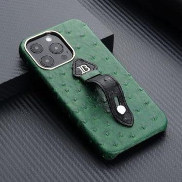Imagem de IRTGFG Para iPhone 16 Plus, alça de pulso, suporte, capa de couro, retrô, pc, capa rígida à prova de choque (para iPhone 16 Plus/verde)