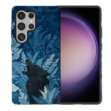 Imagem de WANKBLC Capa ultra brilhante compatível com Samsung Galaxy S25 para meninas e meninos, design de corpo inteiro, silicone macio, proteção contra arranhões, estampa louca, azul marinho, folhas