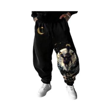 Imagem de Calças De Moletom Masculinas Pintadas À Mão Pokémon Umbreon Soltas Cas