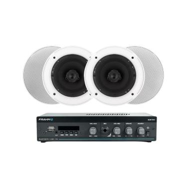 Imagem de Kit Solução Amplificador Slim 1000 + 4 Caixas de Embutir 6 40W