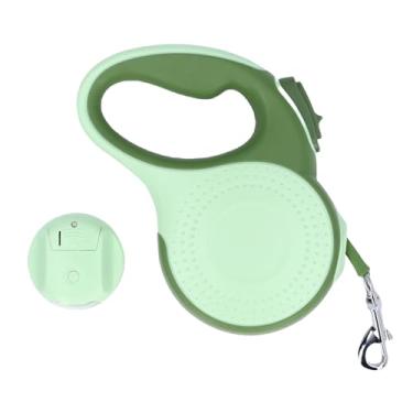 Imagem de Trela ​​retrátil do cão com luz 5m punho confortável trela do animal de estimação de alta segurança para caminhada ao ar livre abs liga de alumínio 18x4x12cm (Verde)