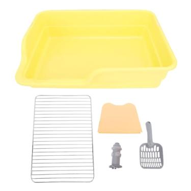 Imagem de Vaso sanitário para cães, malha de aço inoxidável, treinamento para animais de estimação, bandeja para penico, estrutura estável, fácil de limpar, suporte para almofada de xixi (Amarela)