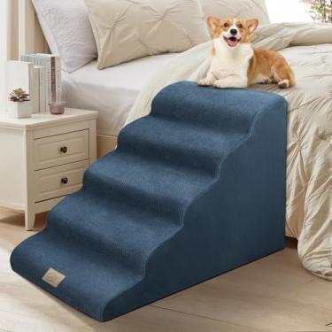 Imagem de MESTUEL Escadas para Cães para Cama Alta 22,8 '' H, 5 Degraus Escadas para Cães para Cama, Escadas para Animais de Estimação para Cães Pequenos e Grandes para O Sofá, Escada para Animais de Estimação