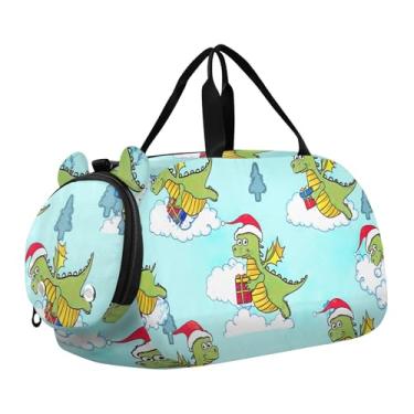 Imagem de Sacola de viagem com glitter rosa vibrante para meninas, bolsas de viagem para fim de semana, bolsa esportiva infantil para meninos, Céu azul de dragões de desenho fofo, Clássico